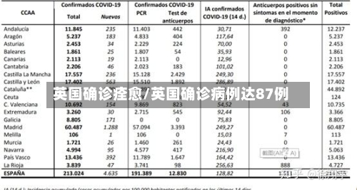 英国确诊痊愈/英国确诊病例达87例