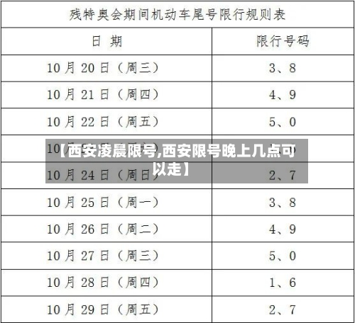【西安凌晨限号,西安限号晚上几点可以走】