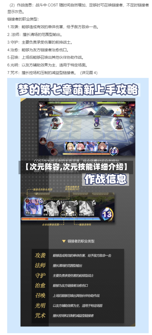 【次元阵容,次元技能详细介绍】