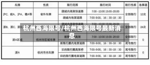 杭州西海限号/杭州西海限号最新消息-第3张图片