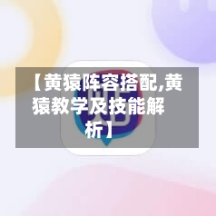 【黄猿阵容搭配,黄猿教学及技能解析】