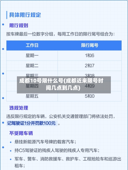 成都10号限什么号(成都近来限号时间几点到几点)