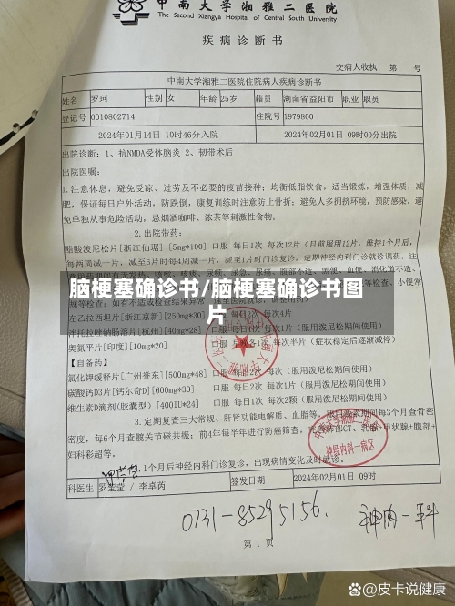 脑梗塞确诊书/脑梗塞确诊书图片