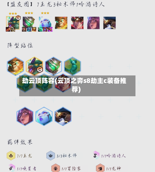 劫云顶阵容(云顶之弈s8劫主c装备推荐)-第2张图片